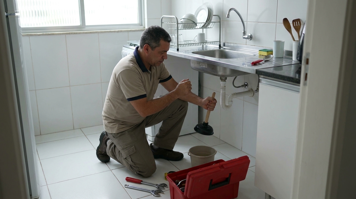 Desentupimento de pia residencial em Santo André‑SP