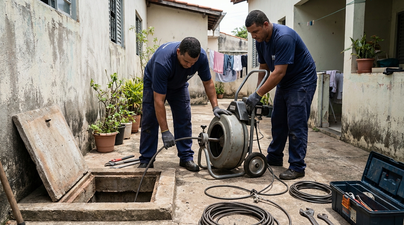 Desentupimento de rede de esgoto em Santo André‑SP