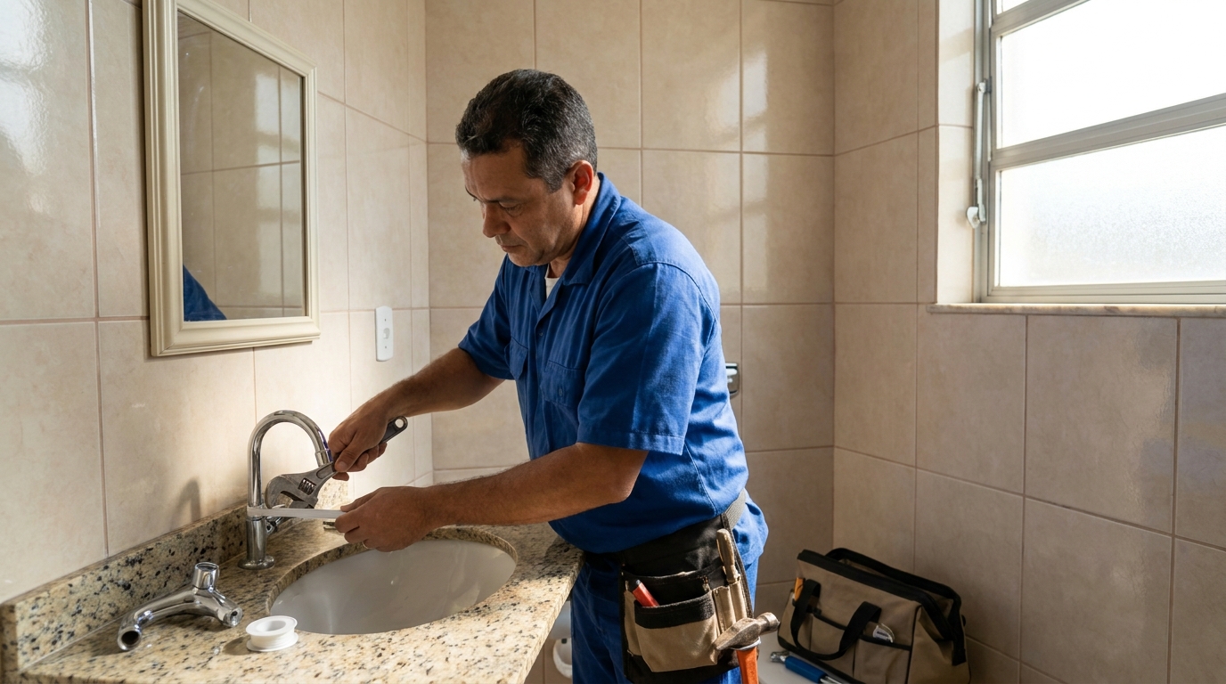 Instalação de torneira de banheiro em Santo André‑SP