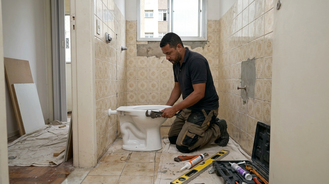 Instalação de vaso sanitário profissional em Santo André‑SP